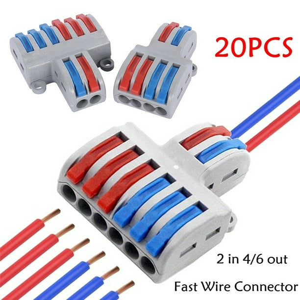 Cable Wire Connector Clamp 2 Way Reusable Spring 2P Electric Terminal Block